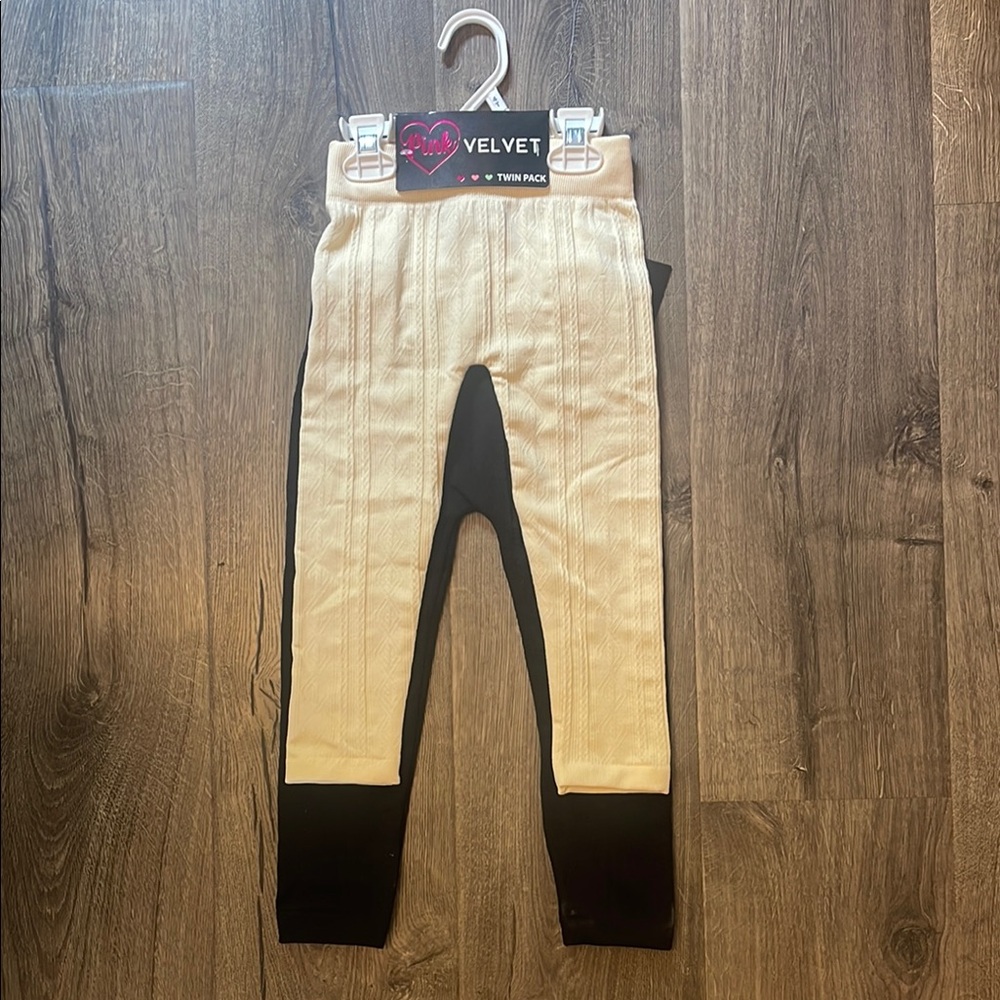 Velvet Cream and Black Leggings Essential Bottoms